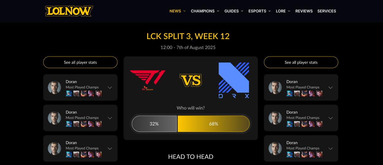 Match Page Project for Pley Media Group